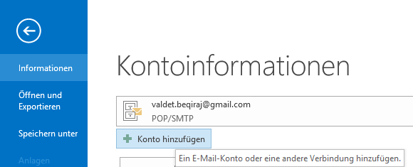 1&1 IMAP E-Mail-Konto in Outlook