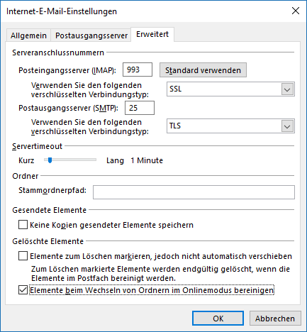 Hotmail IMAP E-Mail-Konto in Outlook