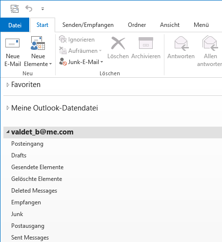 iCloud Mail in Outlook 2016