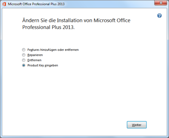 Office 2013 Product Key ändern