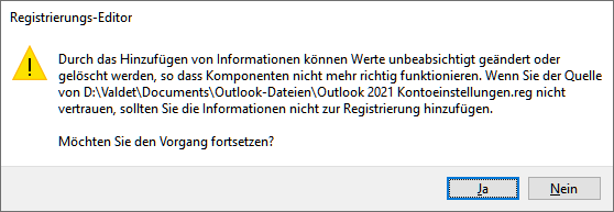 Outlook 2019 E-Mail-Konten importieren