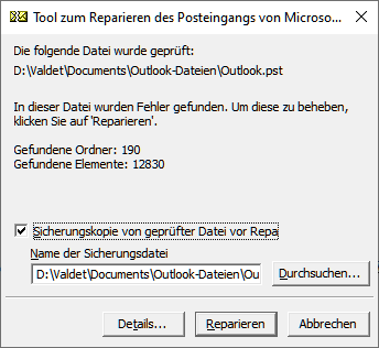 Outlook 2021 oder Outlook 365 PST-Datei reparieren