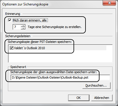 Outlook 2010 E-Mails und Kontakte automatisch per Outlook Add-In sichern