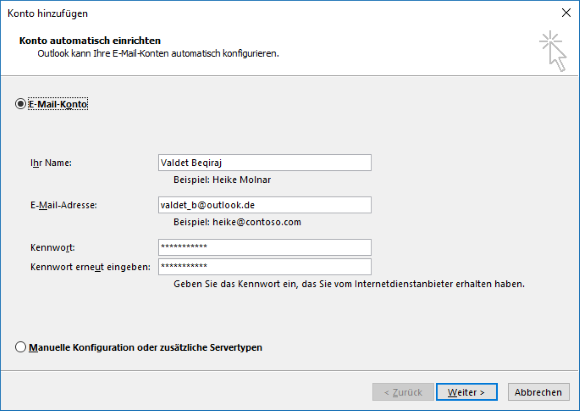Outlook.com E-Mail-Konto in Outlook hinzufügen