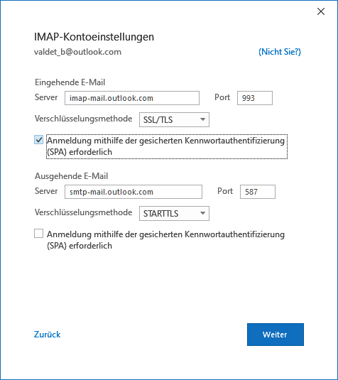 Outlook.com E-Mail-Konto in Outlook 2019 hinzufügen