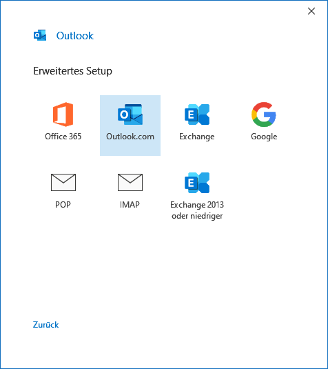 Outlook.com in Outlook 2019 hinzufügen